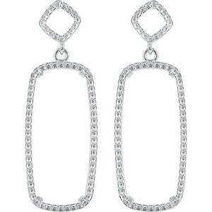 Sterling Silver 25x10 mm Elongated Cushion  Halo-Style Earring Mounting – image 2