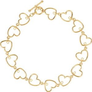14K Yellow Gold 1.5 mm Round Heart Link 8" Bracelet Mounting
