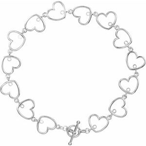 Sterling Silver 1.5 mm Round Heart Link 8" Bracelet Mounting