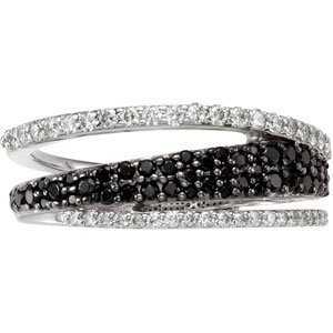Sterling Silver 1/3 CTW Natural Black & White Diamond Ring