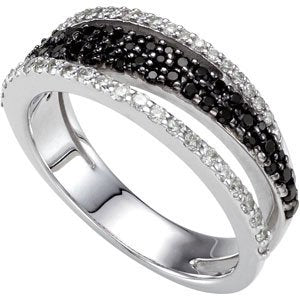 14K White Gold 1/3 CTW Natural Black & White Diamond Ring