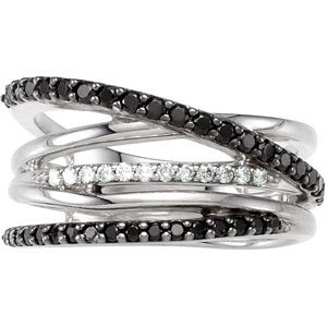 Sterling Silver Natural Black Spinel & 1/10 CTW Natural Diamond Ring