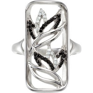 Sterling Silver Natural Black Spinel & 1/8 CTW Natural Diamond Ring