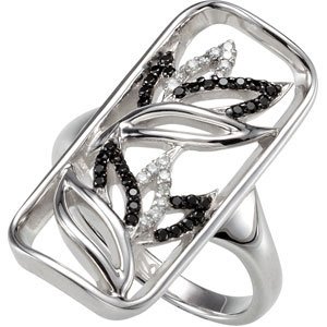 Sterling Silver Natural Black Spinel & 1/8 CTW Natural Diamond Ring