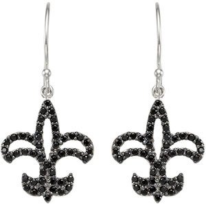 Sterling Silver Natural Black Spinel Fleur-de-Lis Earrings – image 2