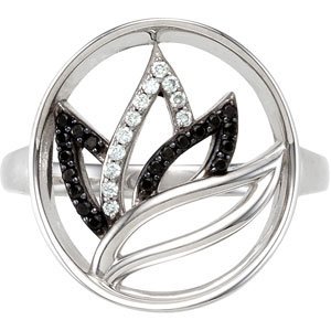 Sterling Silver Natural Black Spinel & .06 CTW Natural Diamond Ring