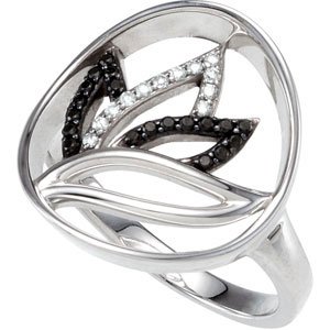Sterling Silver Natural Black Spinel & .06 CTW Natural Diamond Ring
