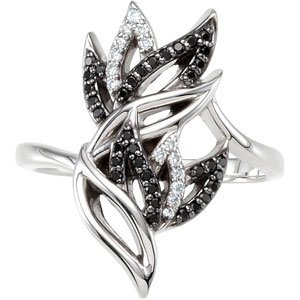 Sterling Silver Natural Black Spinel & .07 Natural Diamond Ring