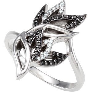 Sterling Silver Natural Black Spinel & .07 Natural Diamond Ring