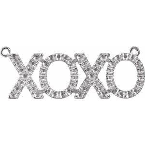 14K X1 White Gold 1.7 mm Round Accented XO Necklace Center