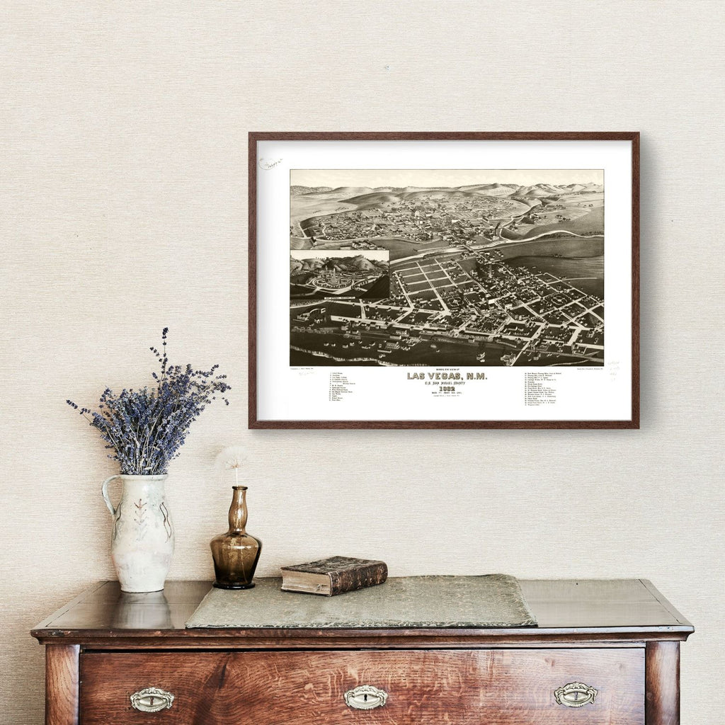 Vintage Map of Las Vegas, New Mexico 1882