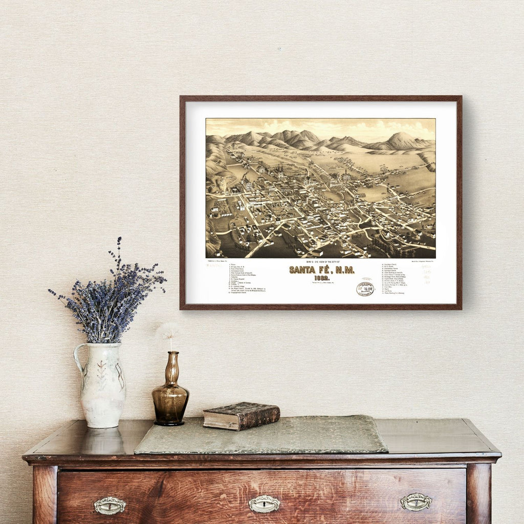 Vintage Map of Santa Fe, New Mexico 1882