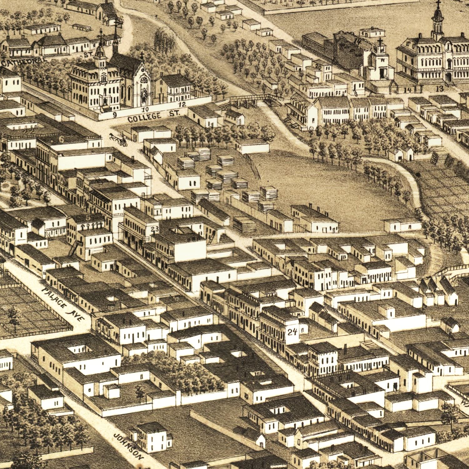 Vintage Map of Santa Fe, New Mexico 1882