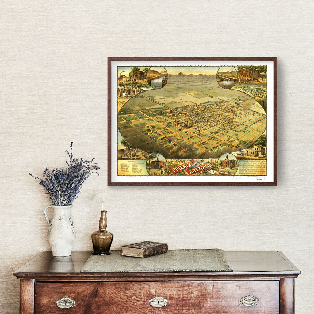 Vintage Map of Phoenix, Arizona 1885