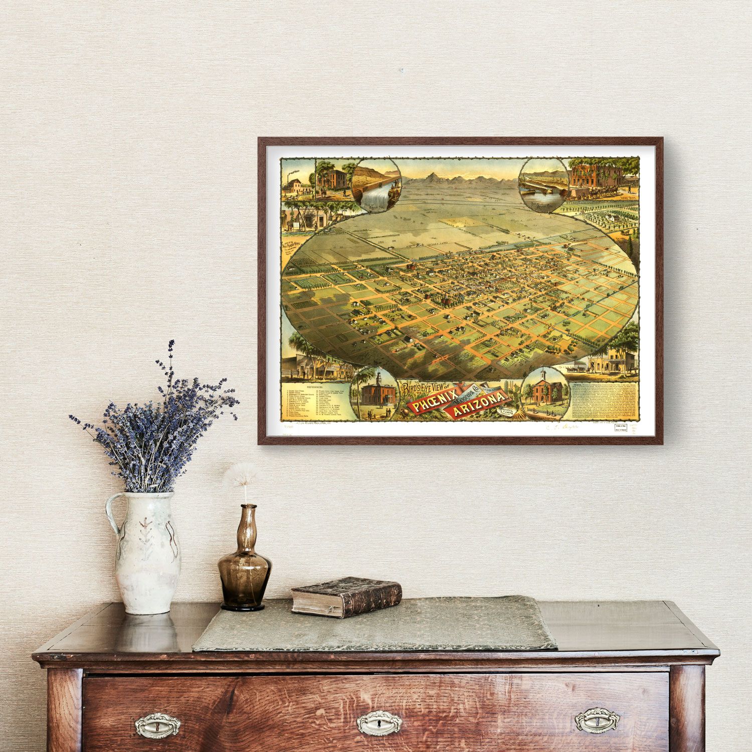 Vintage Map of Phoenix, Arizona 1885