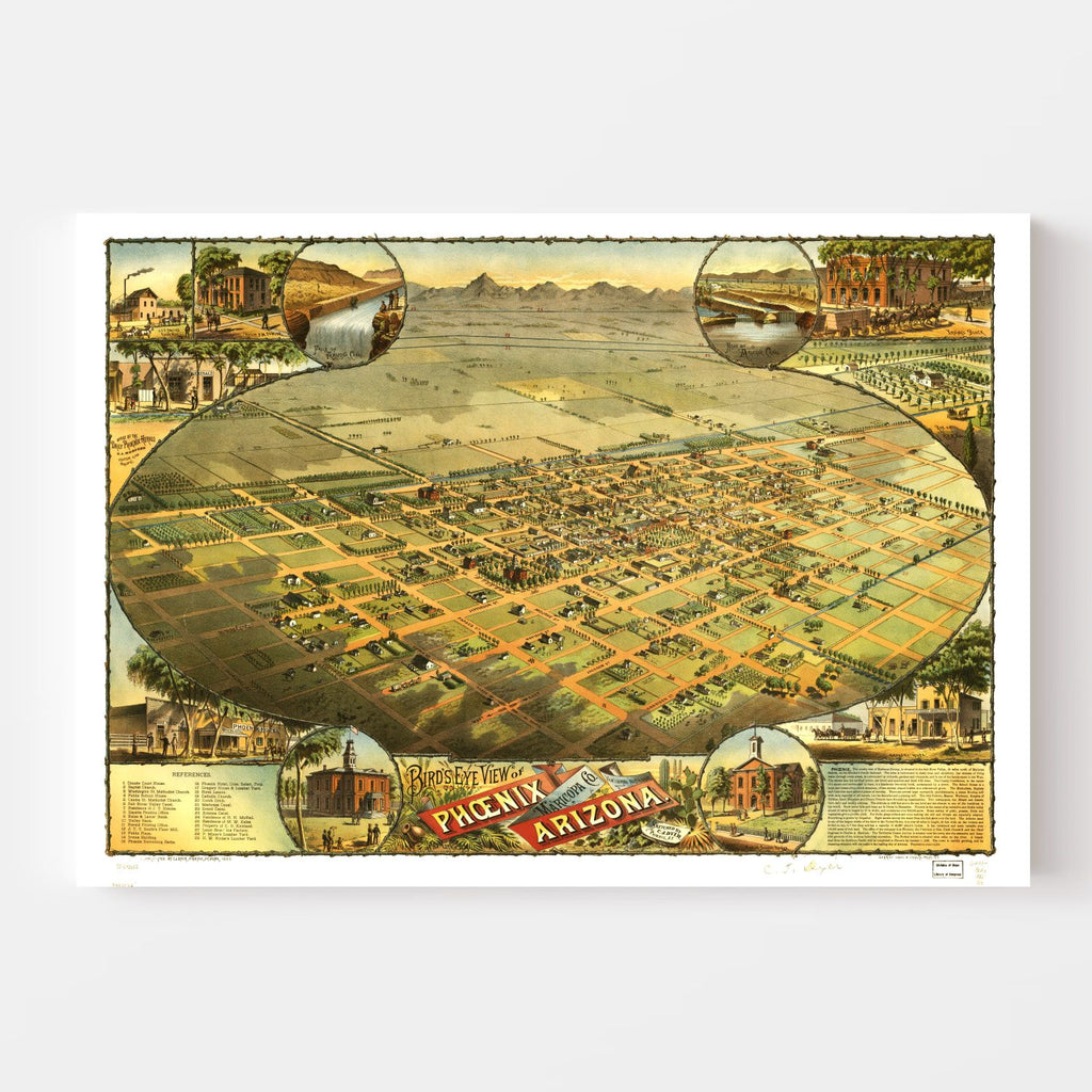 Vintage Map of Phoenix, Arizona 1885