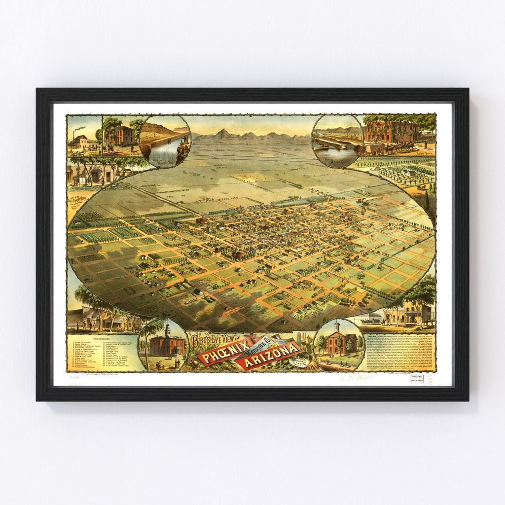 Vintage Map of Phoenix, Arizona 1885