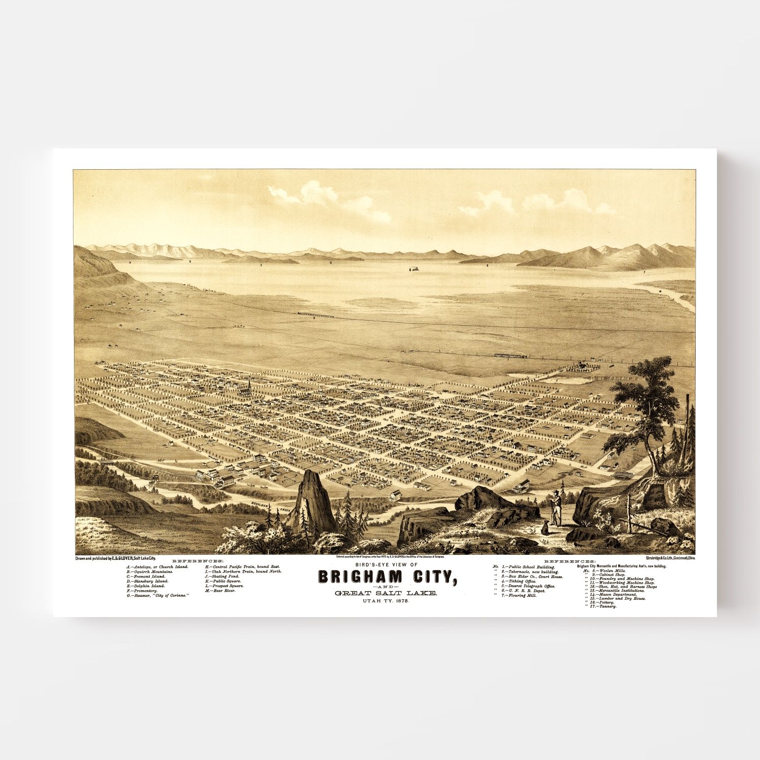 Vintage Map of Brigham City, Utah 1875