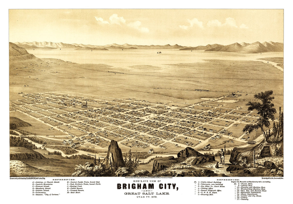 Vintage Map of Brigham City, Utah 1875