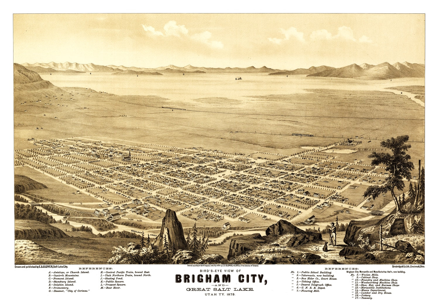 Vintage Map of Brigham City, Utah 1875