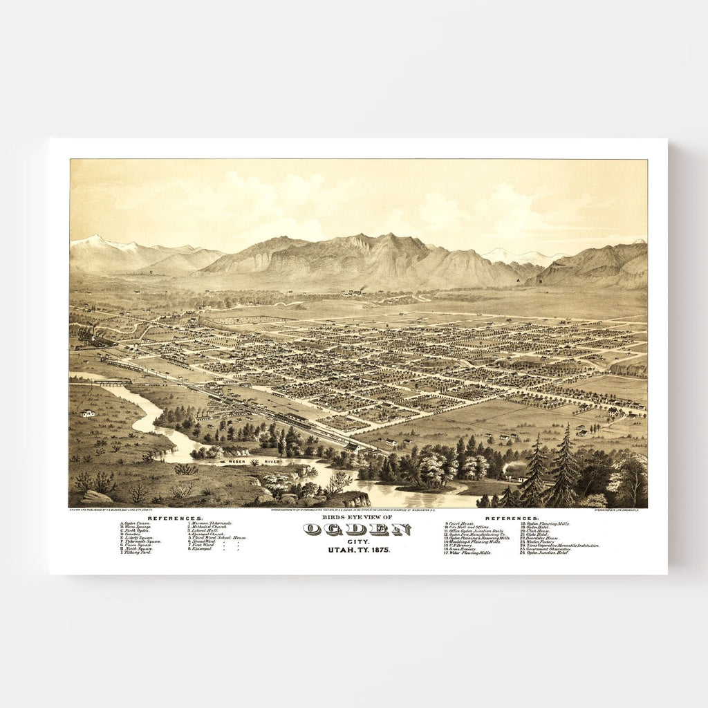 Vintage Map of Ogden, Utah 1875