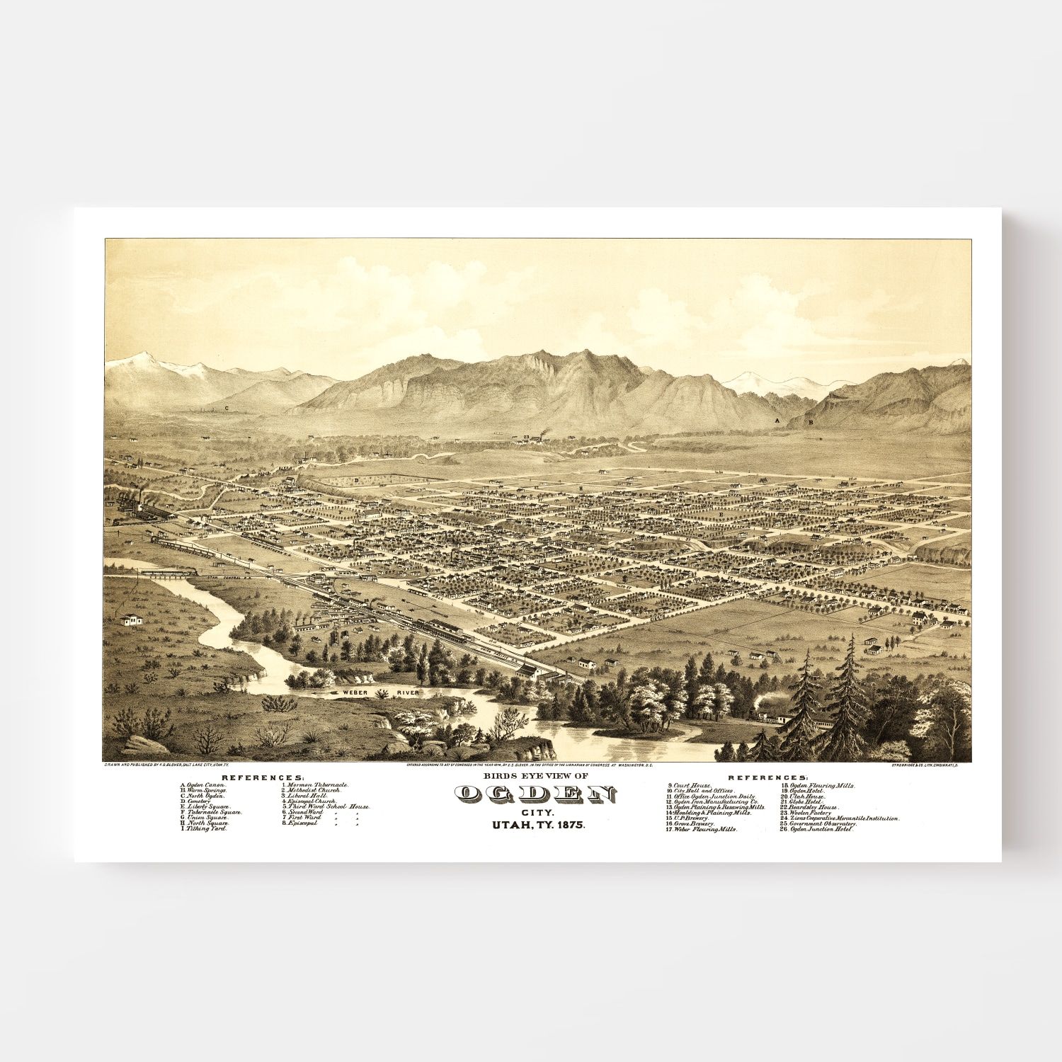 Vintage Map of Ogden, Utah 1875