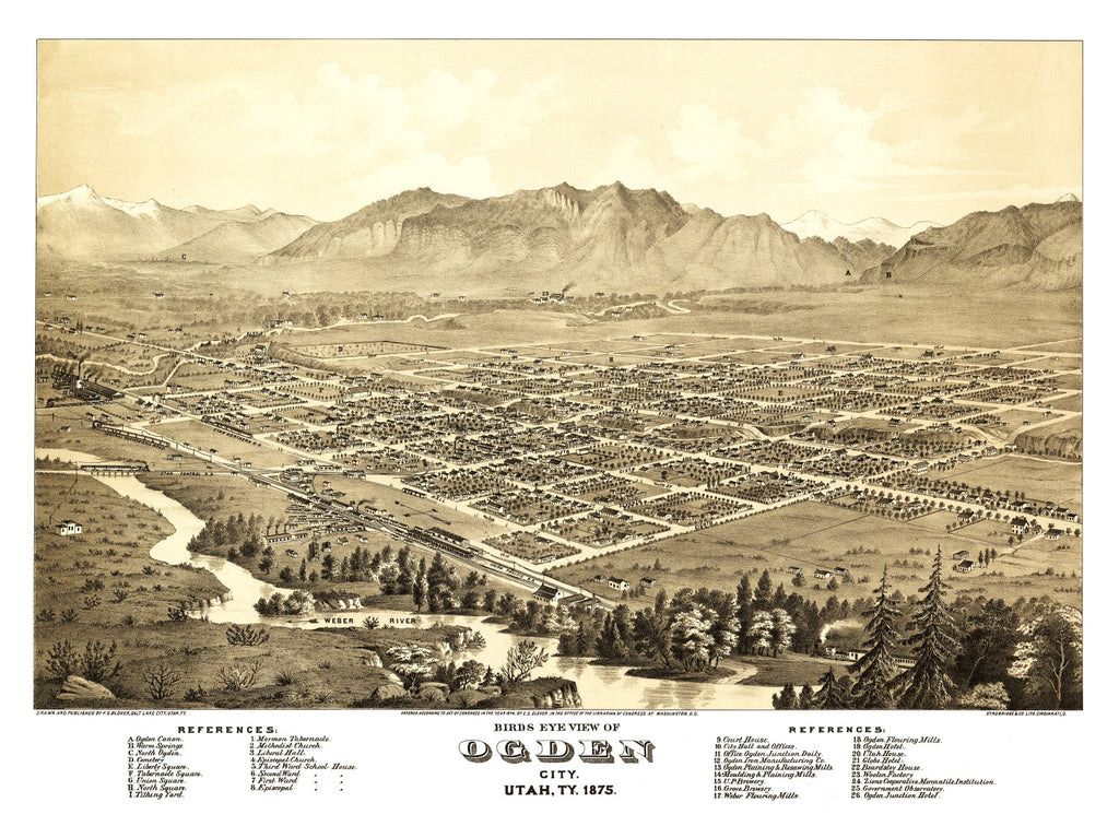 Vintage Map of Ogden, Utah 1875