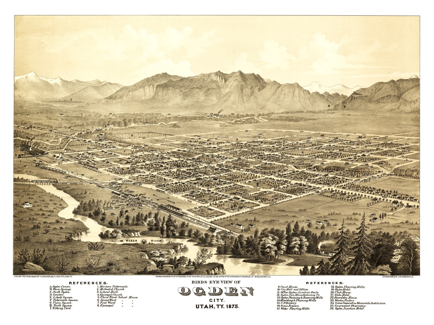 Vintage Map of Ogden, Utah 1875