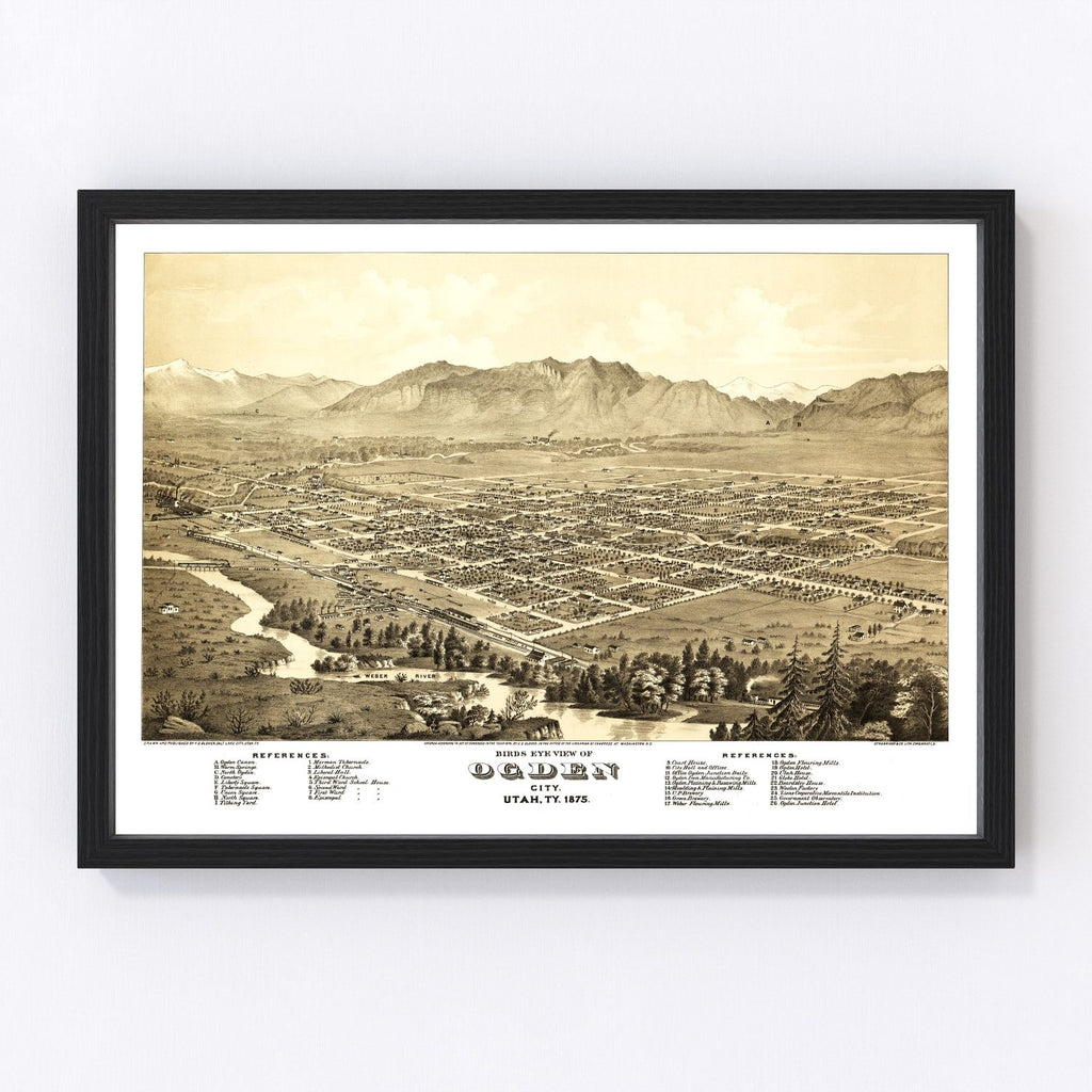 Vintage Map of Ogden, Utah 1875