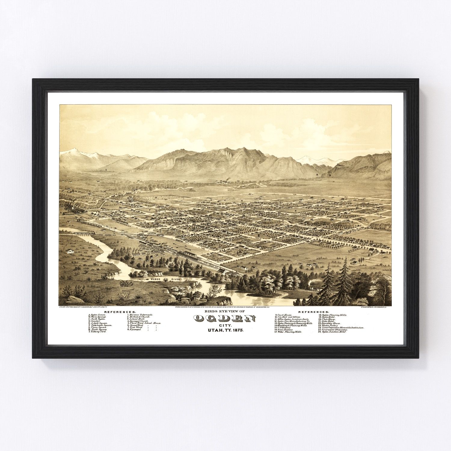 Vintage Map of Ogden, Utah 1875