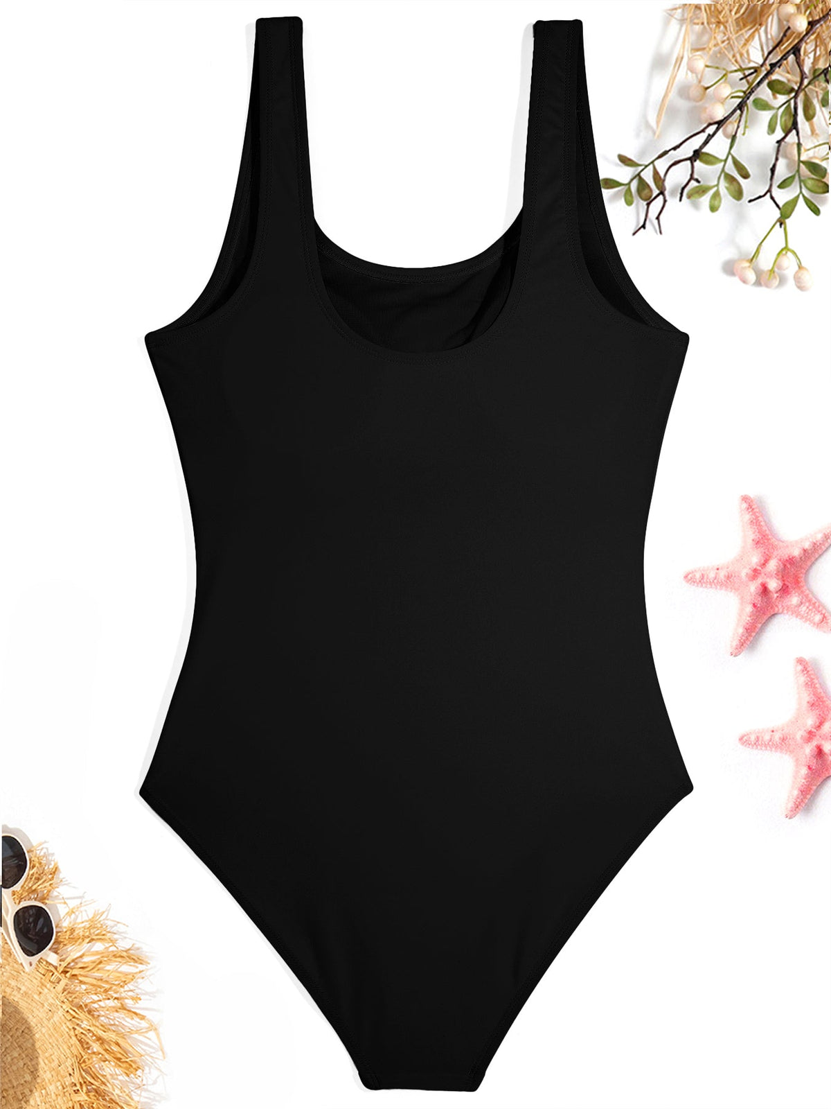 Cute Black Puppy One-Piece Swimsuit for Women (Front Printing)