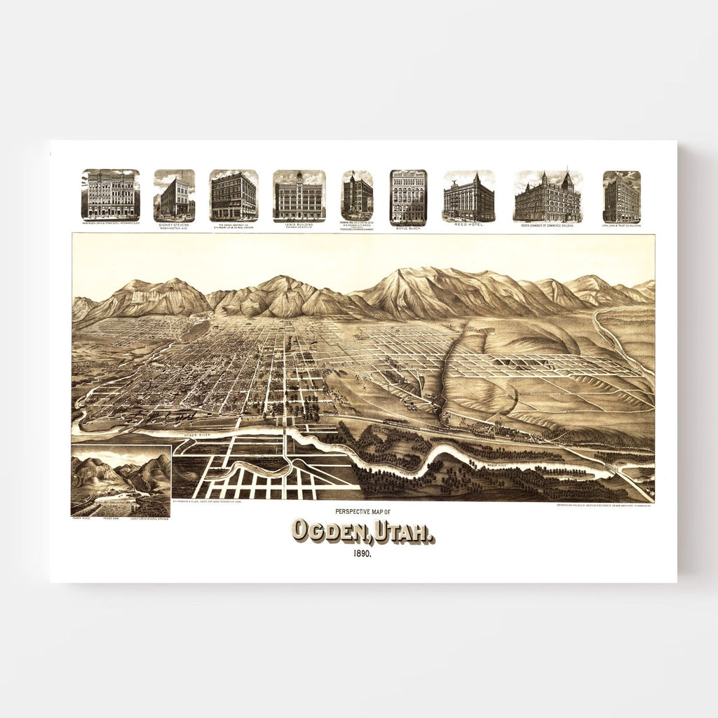Vintage Map of Ogden, Utah 1890
