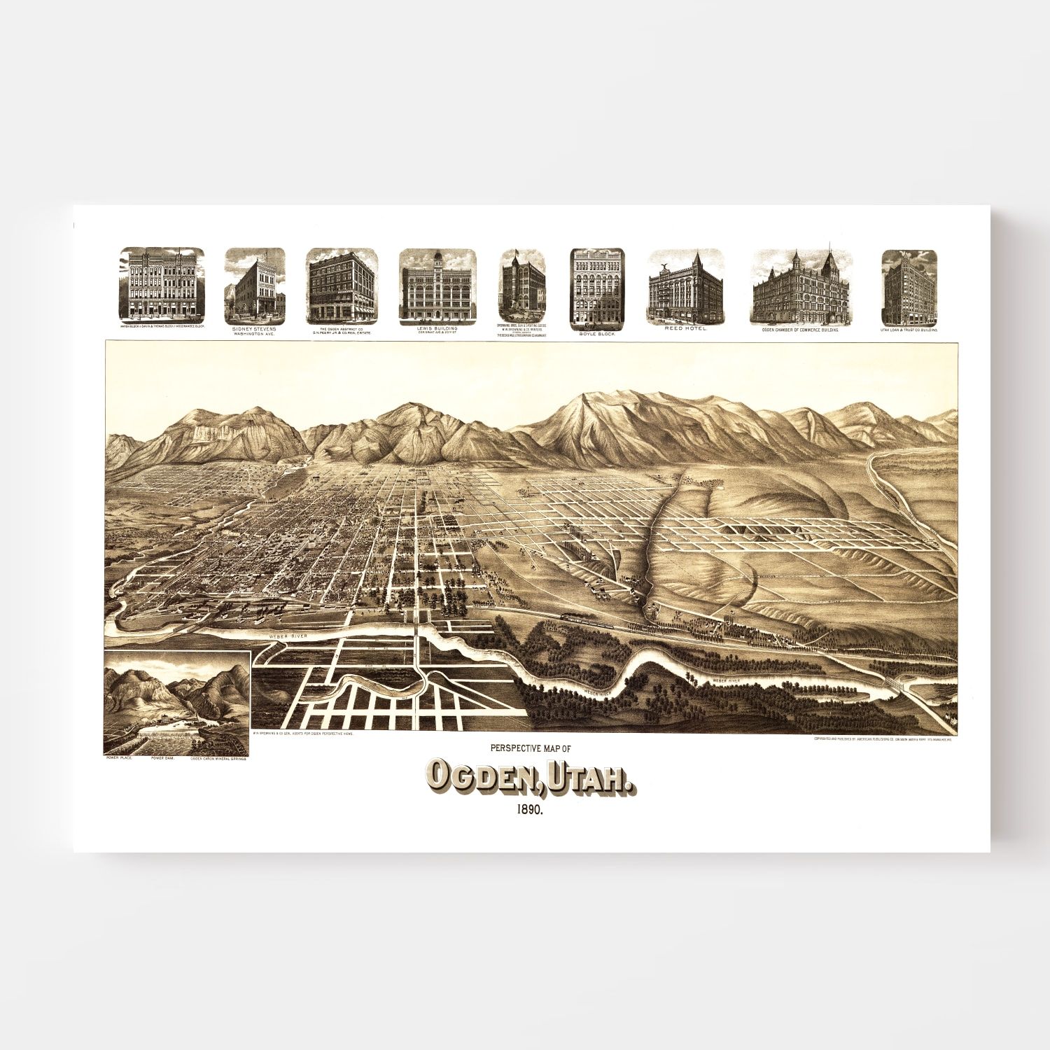 Vintage Map of Ogden, Utah 1890