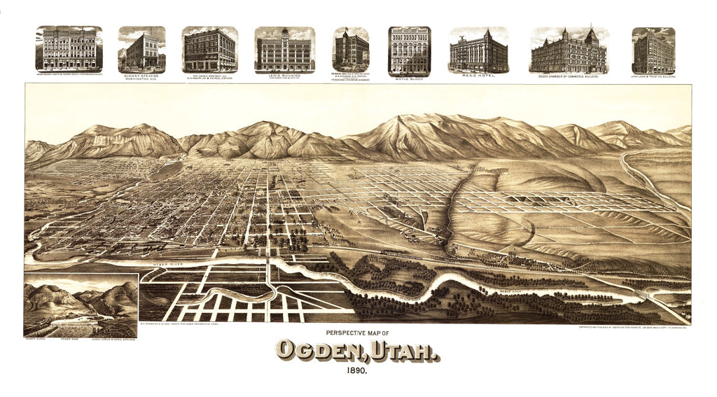 Vintage Map of Ogden, Utah 1890