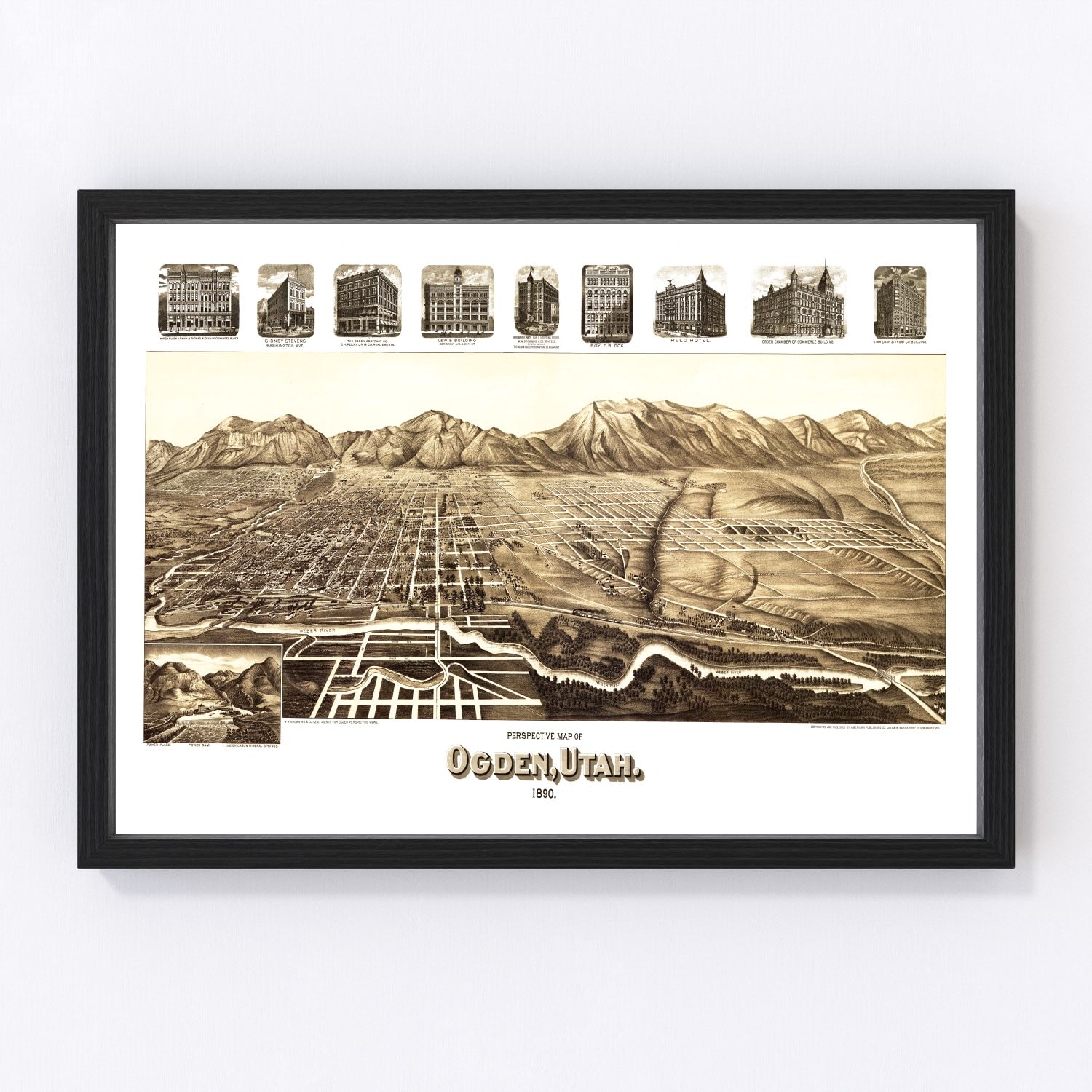 Vintage Map of Ogden, Utah 1890