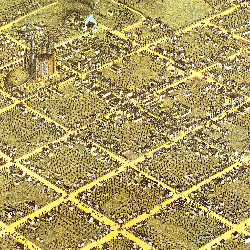 Vintage Map of Salt Lake City, Utah 1870