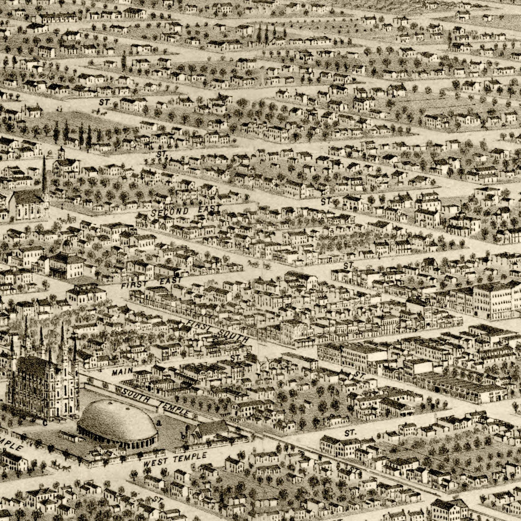 Vintage Map of Salt Lake City, Utah 1875
