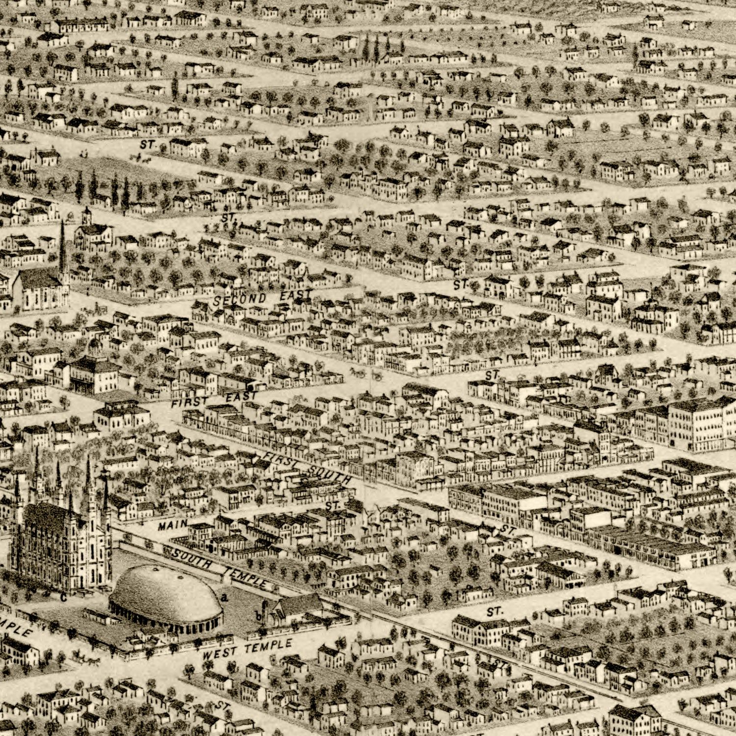 Vintage Map of Salt Lake City, Utah 1875