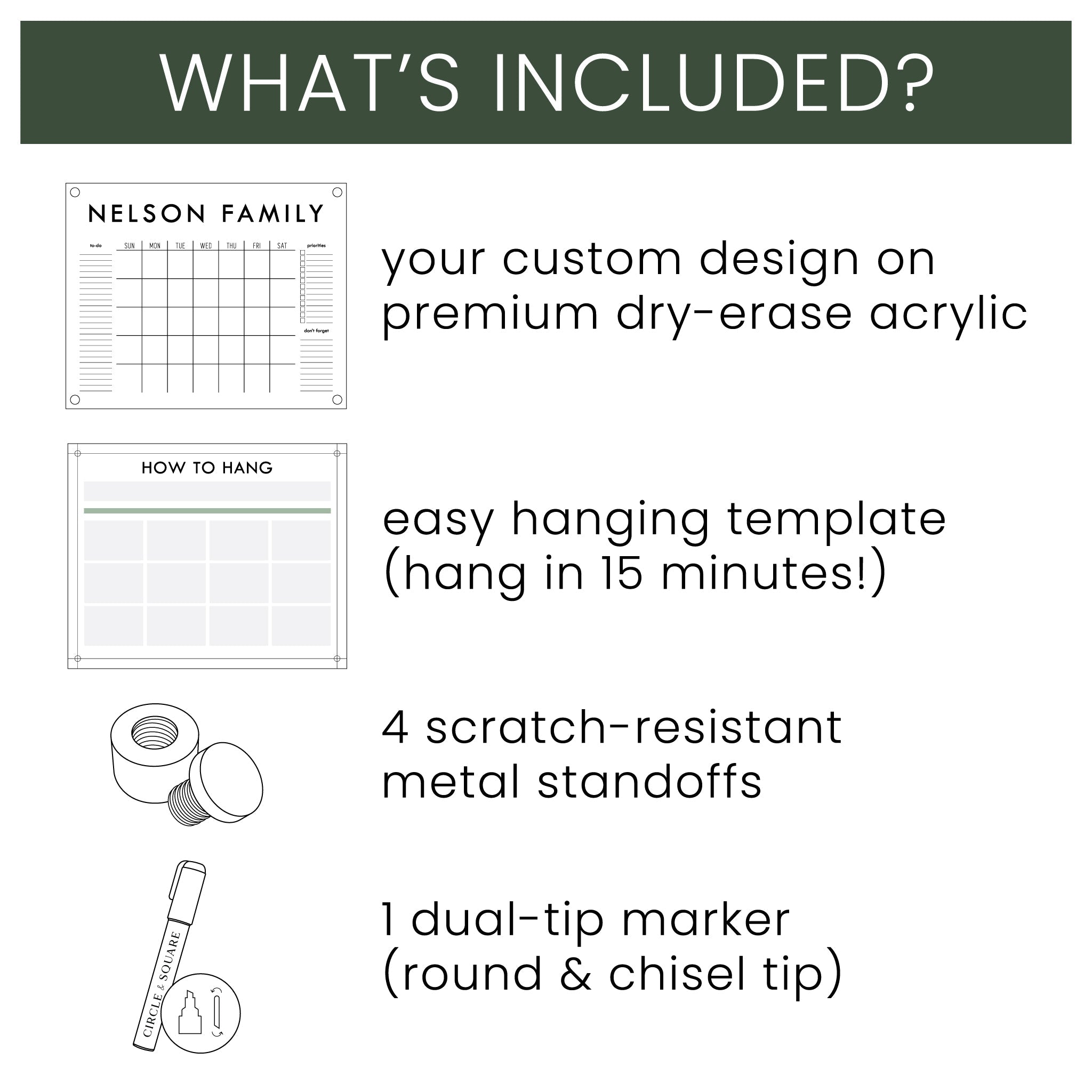 Weekly Acrylic Calendar + 2 Sections | Horizontal Madi