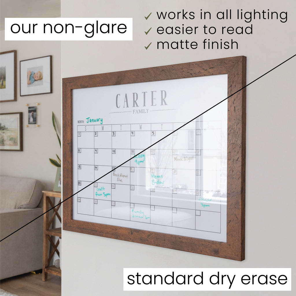 Framed Yearly Whiteboard Calendar | Vertical Pennington