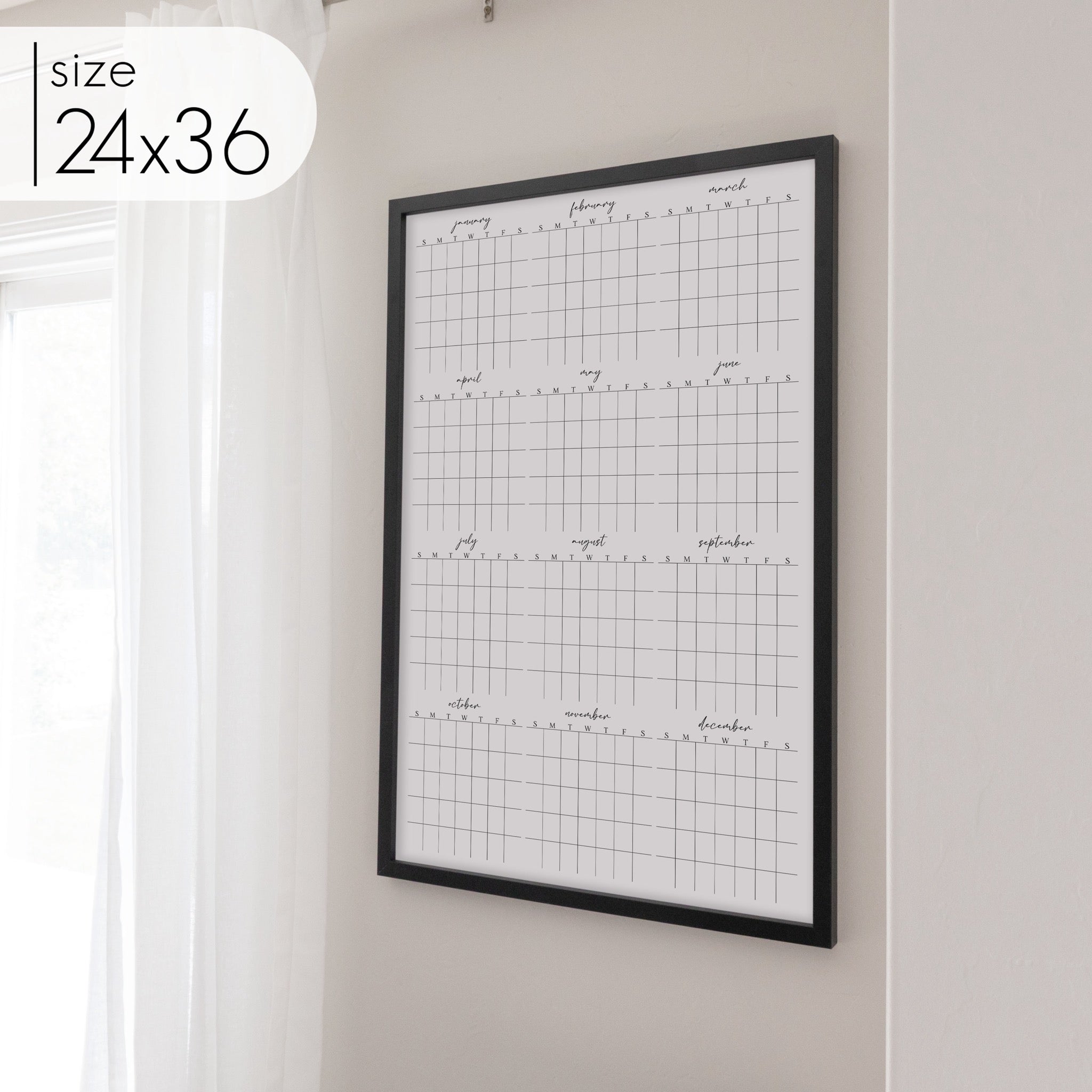 Framed Yearly Whiteboard Calendar | Vertical Pennington