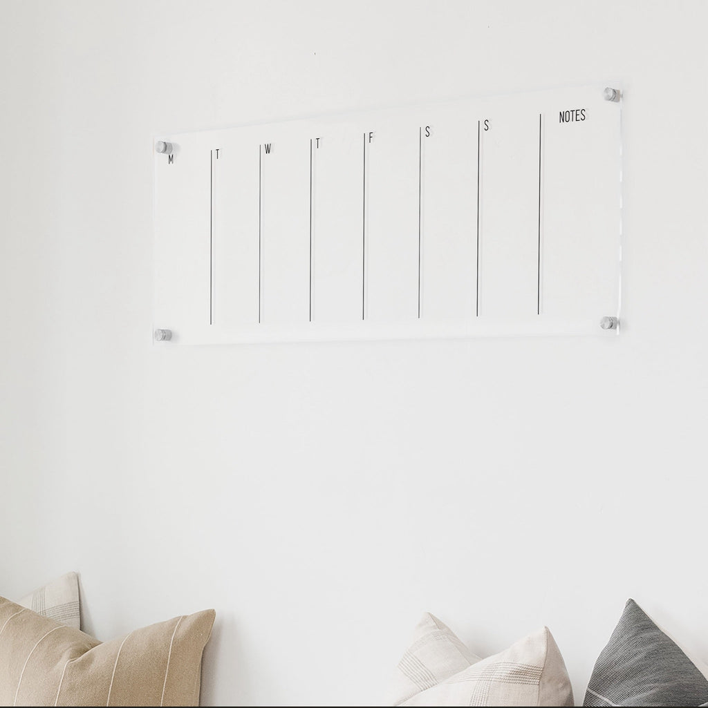Slim Weekly Acrylic Calendar + 1 Section | Horizontal Multi-style