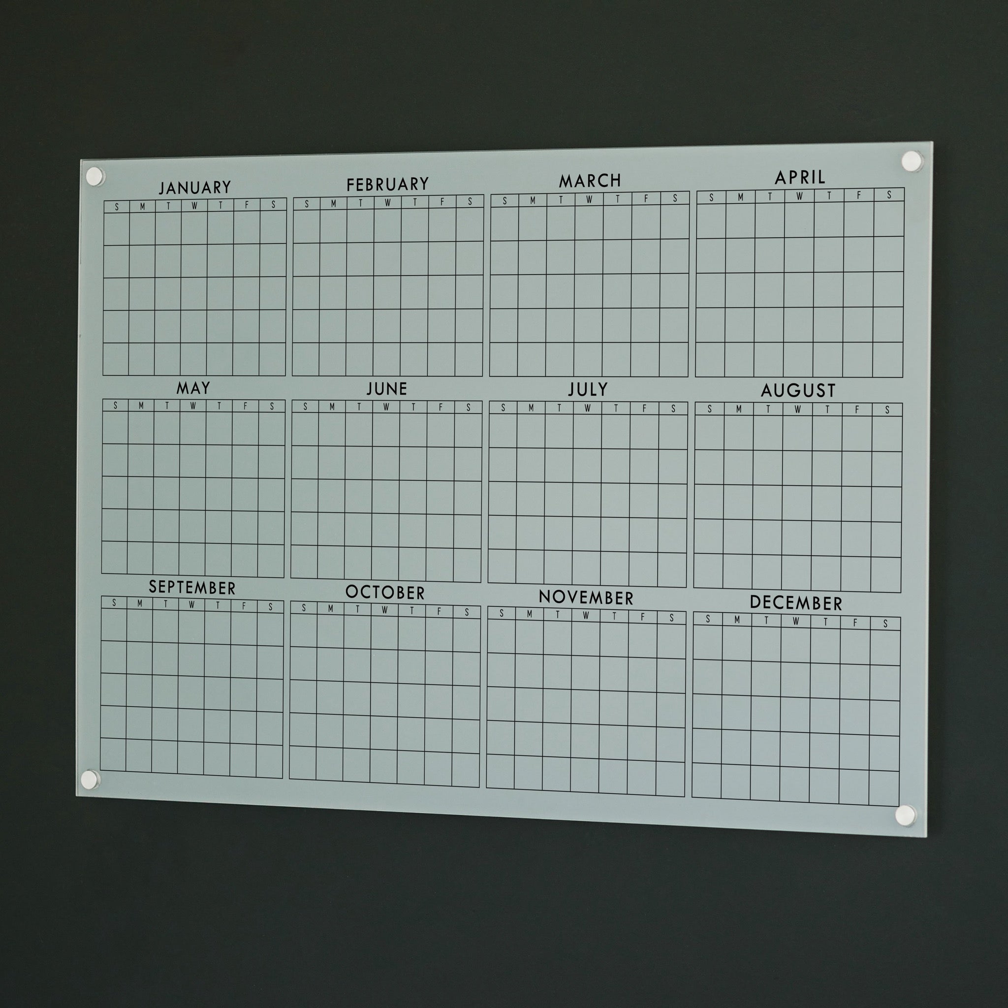 Frosted Acrylic Yearly Calendar | Horizontal Multi-style