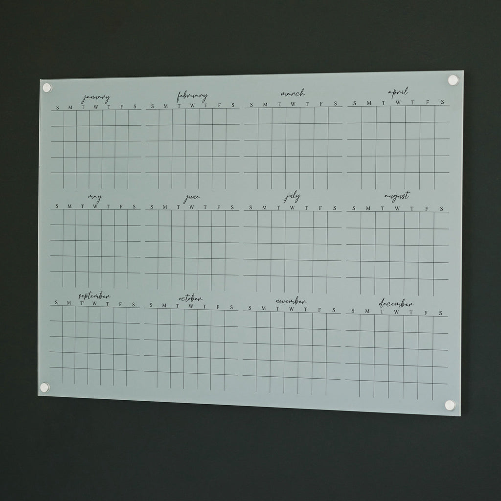 Frosted Acrylic Yearly Calendar | Horizontal Pennington