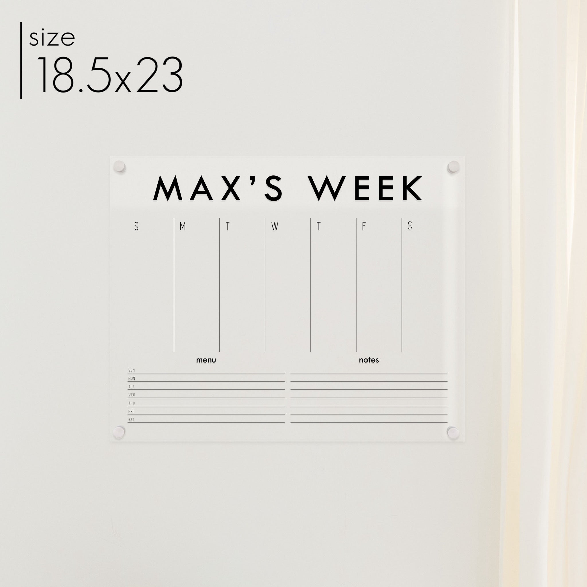 Weekly Acrylic Calendar + 2 Sections | Horizontal Madi
