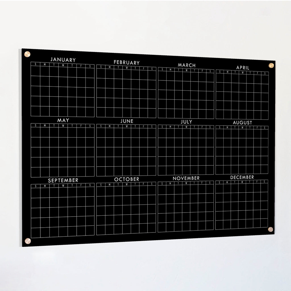 Black Acrylic Yearly Calendar | Horizontal Multi-Style
