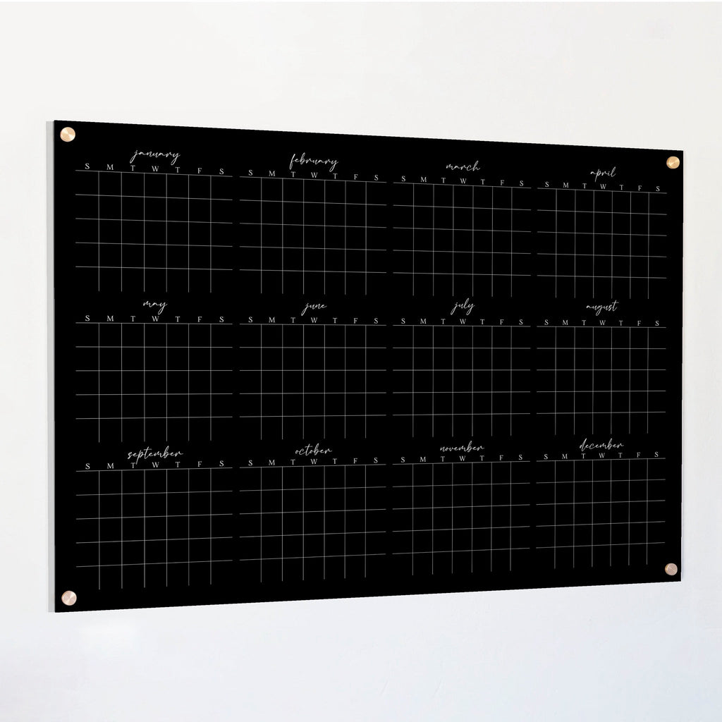 Black Acrylic Yearly Calendar | Horizontal Pennington