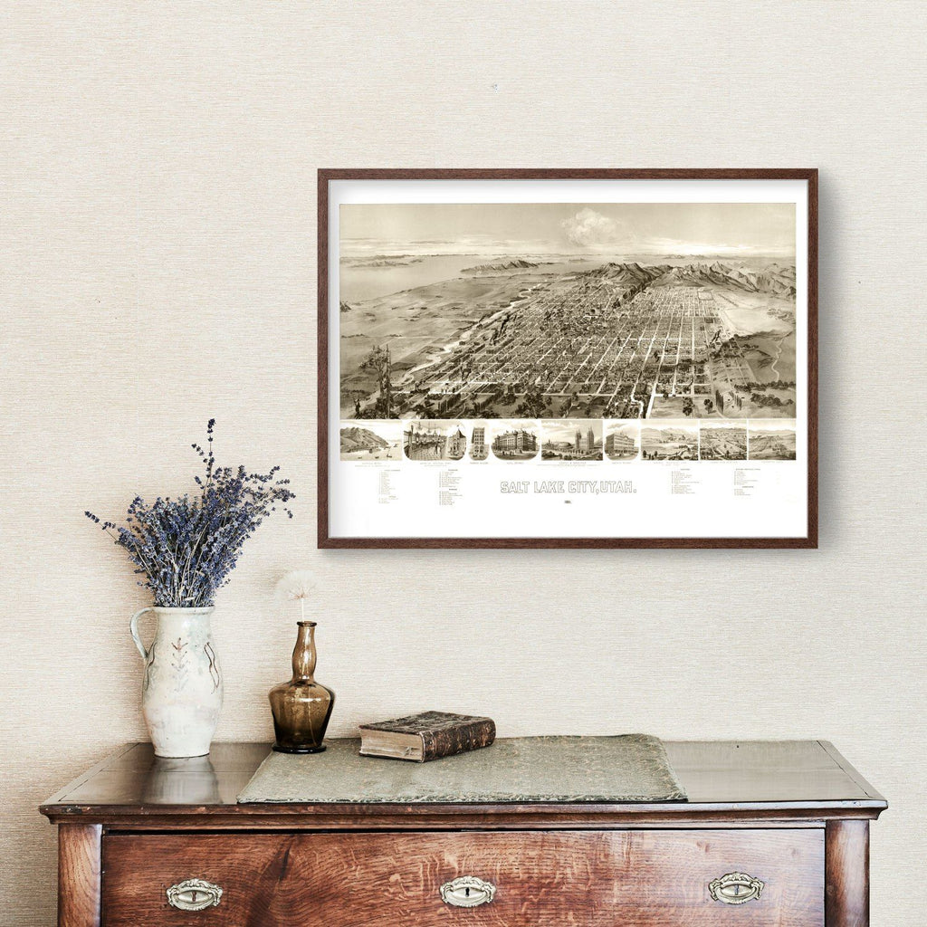 Vintage Map of Salt Lake City, Utah 1891