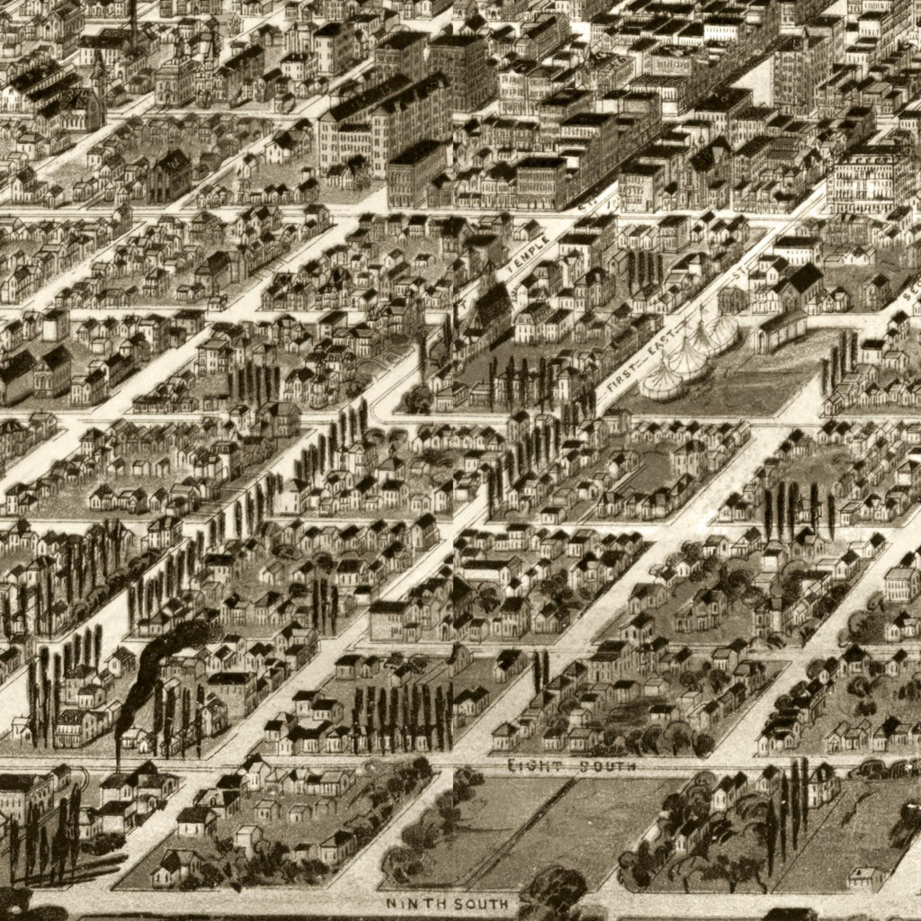 Vintage Map of Salt Lake City, Utah 1891