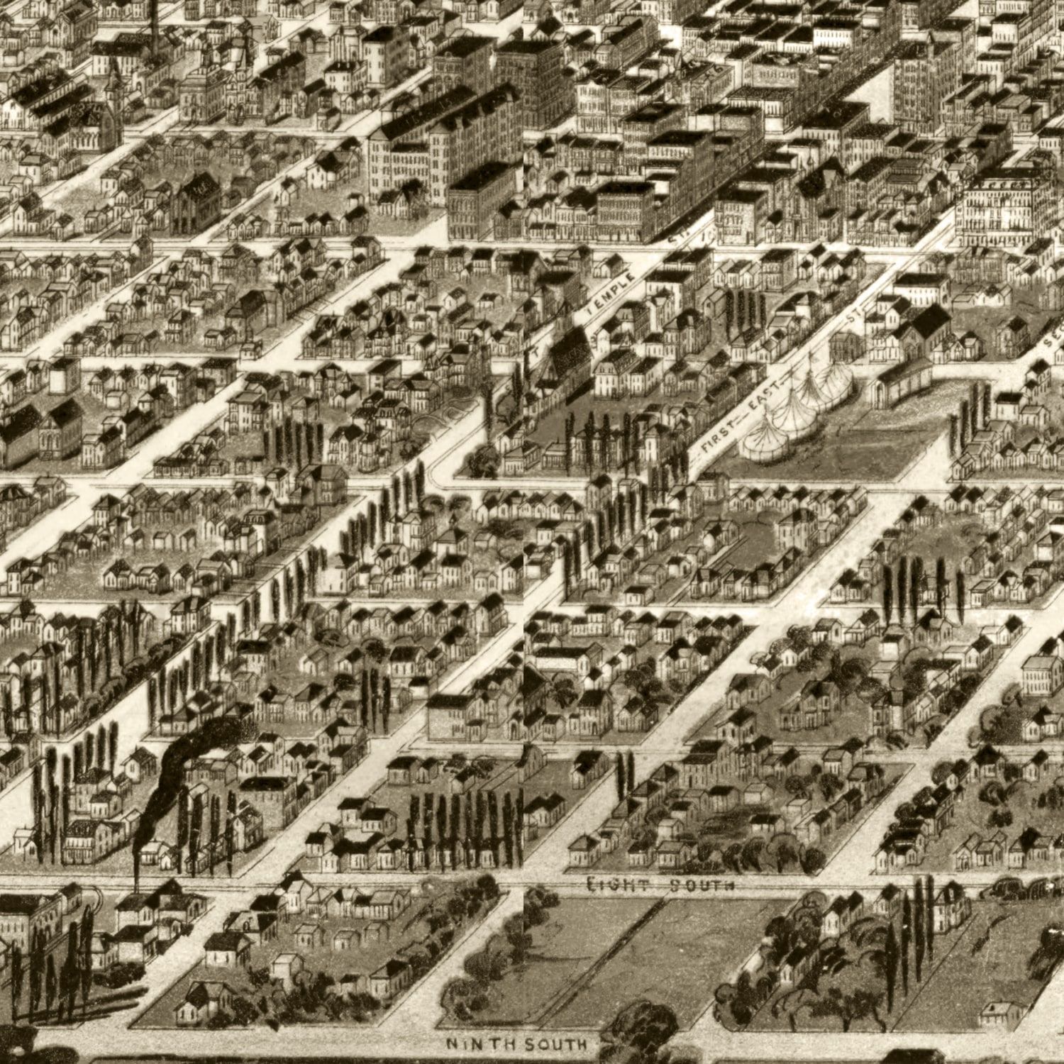 Vintage Map of Salt Lake City, Utah 1891